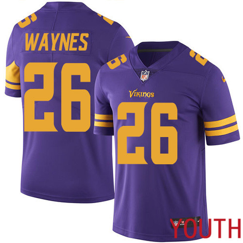 Minnesota Vikings 26 Limited Trae Waynes Purple Nike NFL Youth Jersey Rush Vapor Untouchable